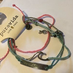 Pura Vida bracelet lot.  Breast cancer awareness, wavé, be kind pink and blue